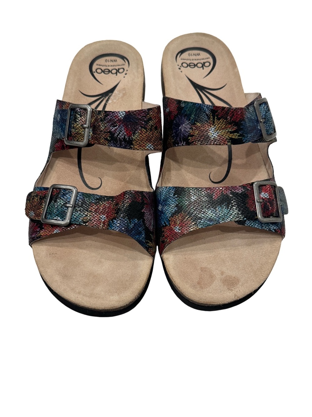 ABEO B.I.O.system Two-strap Slides Orthotic Sandals Floral Snakeskin 10